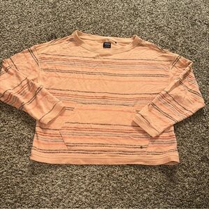 Prana Women's Crewneck Sweater in Peach and Stripes